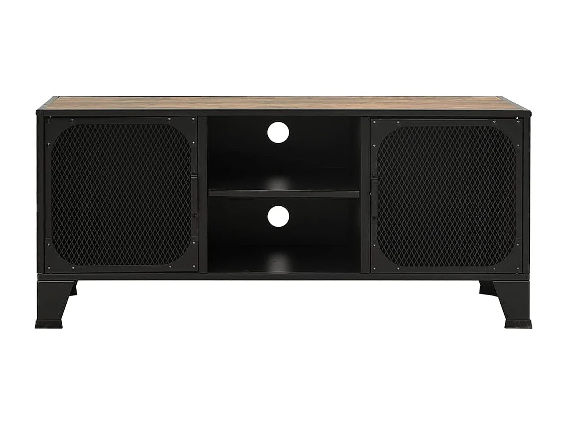 Mueble de TV Rústico Marrón 105x36x47 cm Metal y MDF