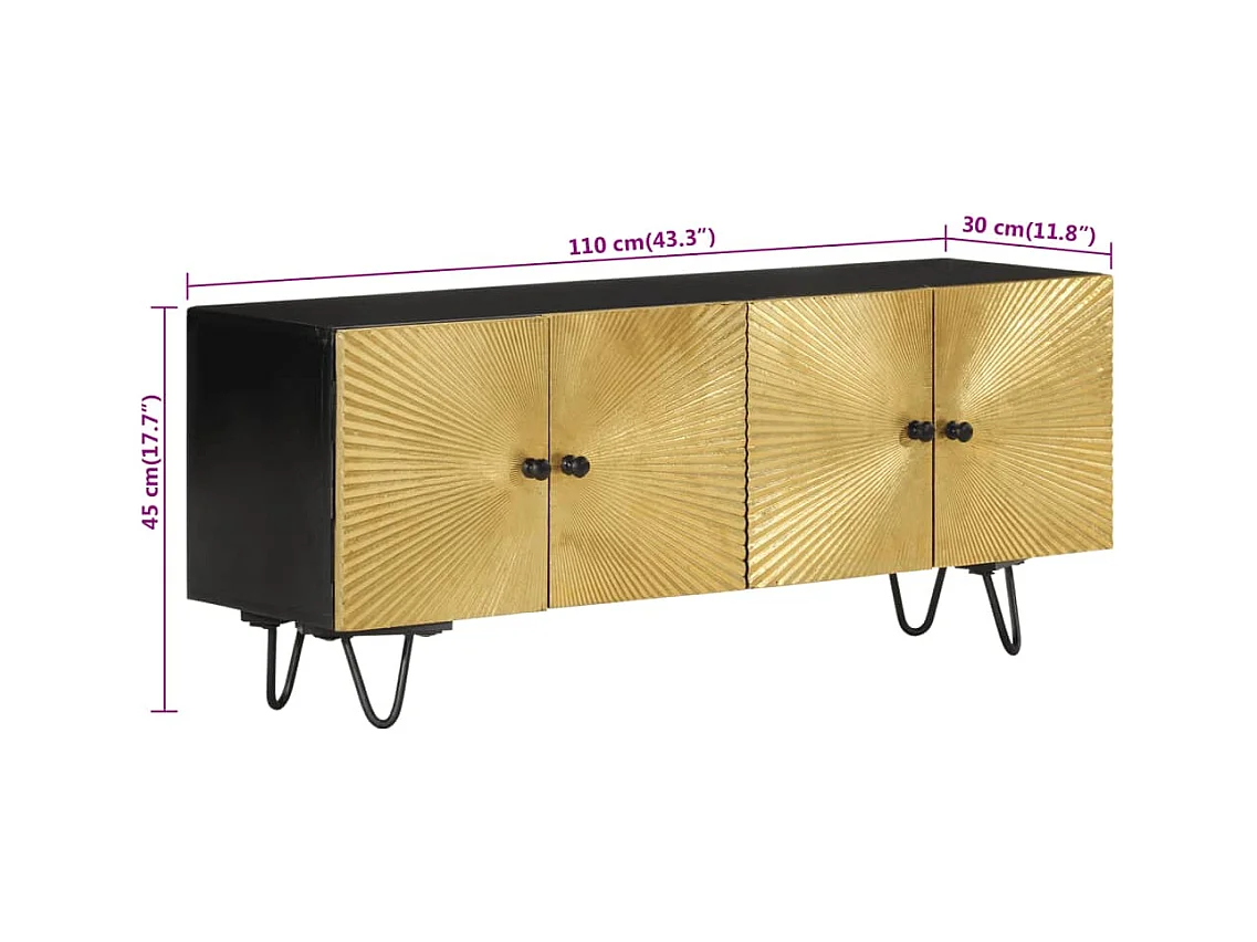 Meuble TV 110x30x45 cm bois massif de manguier