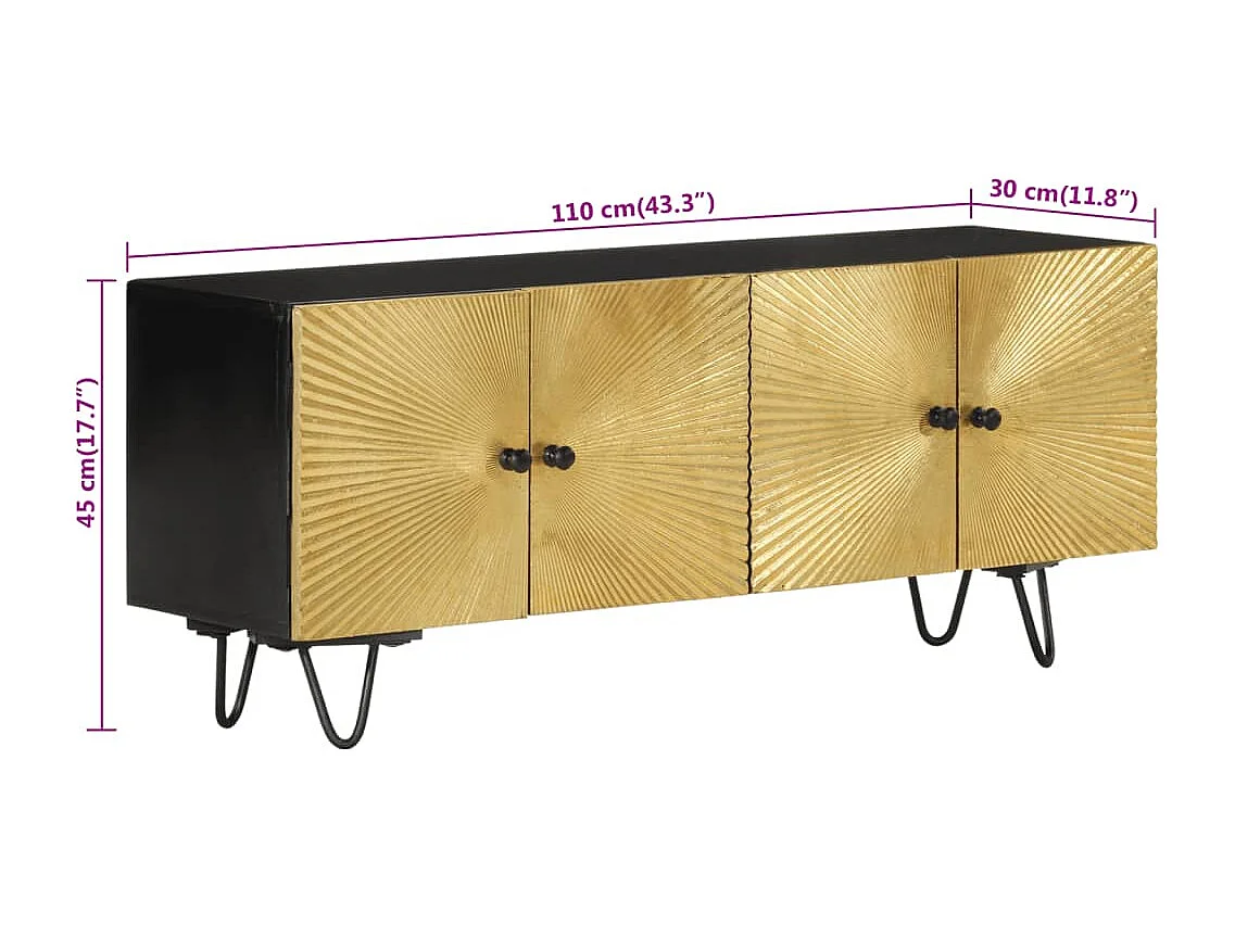 Meuble TV 110x30x45 cm bois massif de manguier