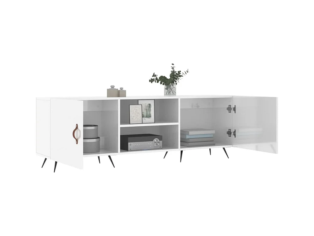 Meuble TV blanc brillant 150x30x50 cm bois d'ingénierie