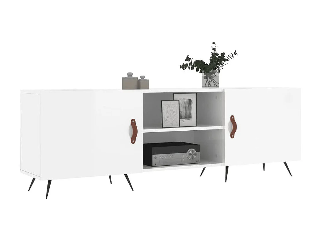 Mobile porta TV bianco lucido 150x30x50 cm in legno ingegnerizzato