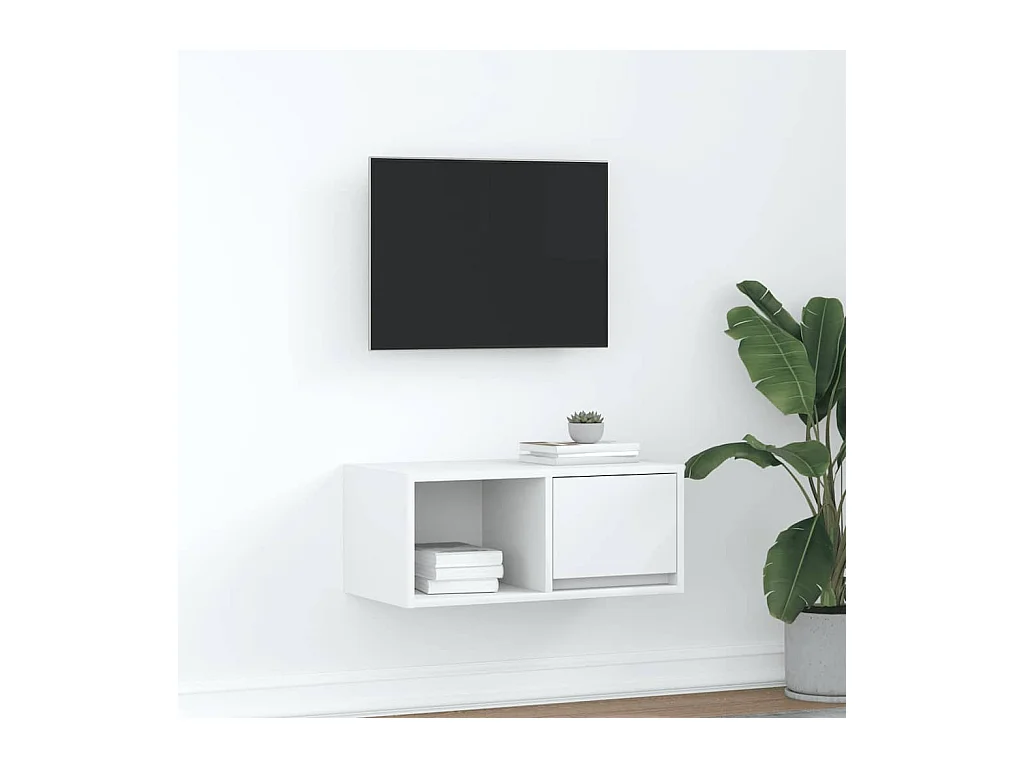 Meuble TV blanc 60x31x25,5 cm bois d'ingénierie