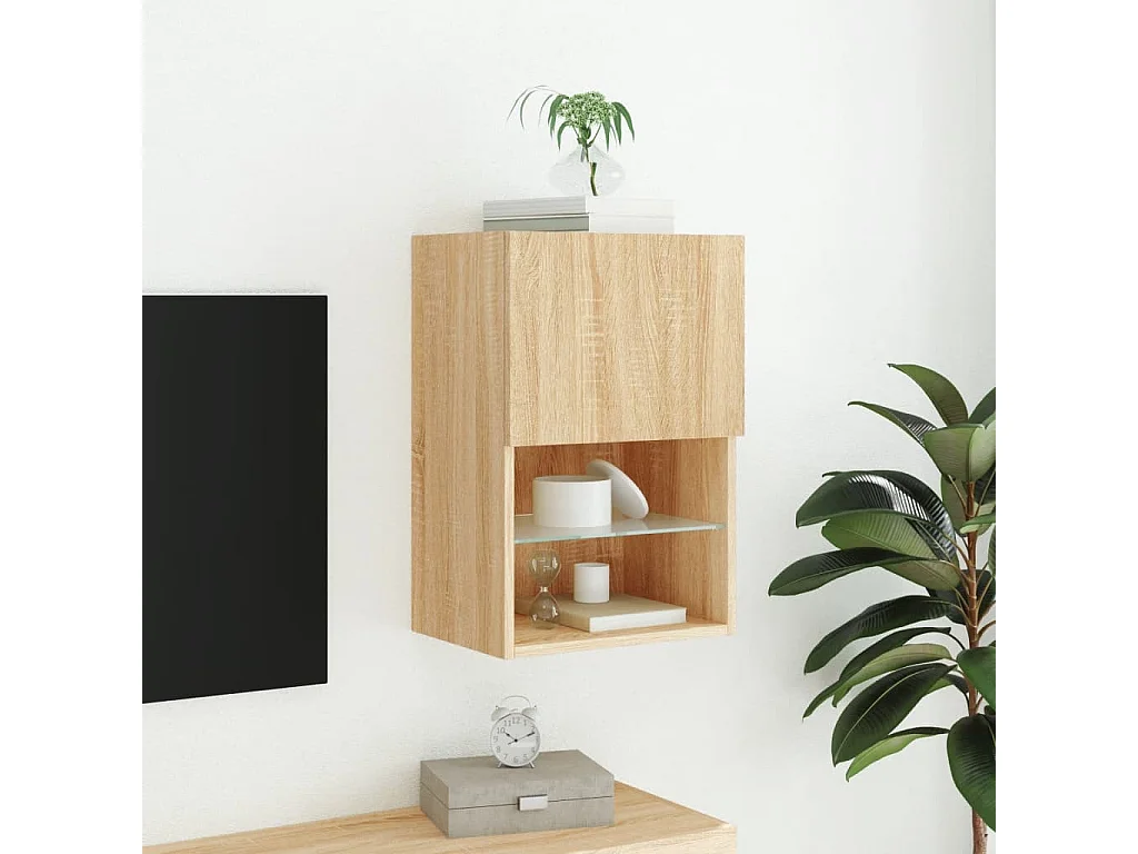 Meuble TV avec lumières LED chêne sonoma 40,5x30x60 cm