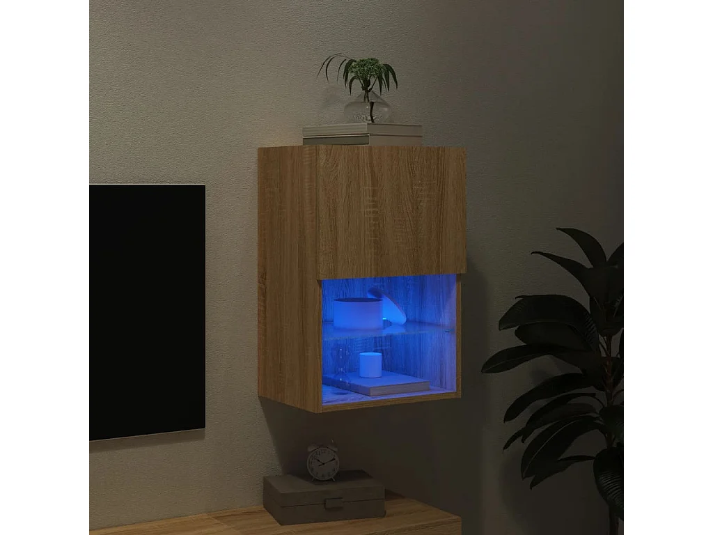 Meuble TV avec lumières LED chêne sonoma 40,5x30x60 cm