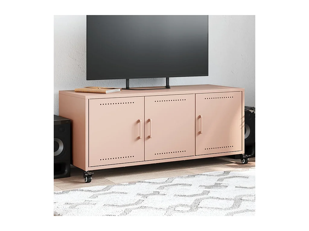 Meuble TV rose 100,5x39x43,5 cm acier