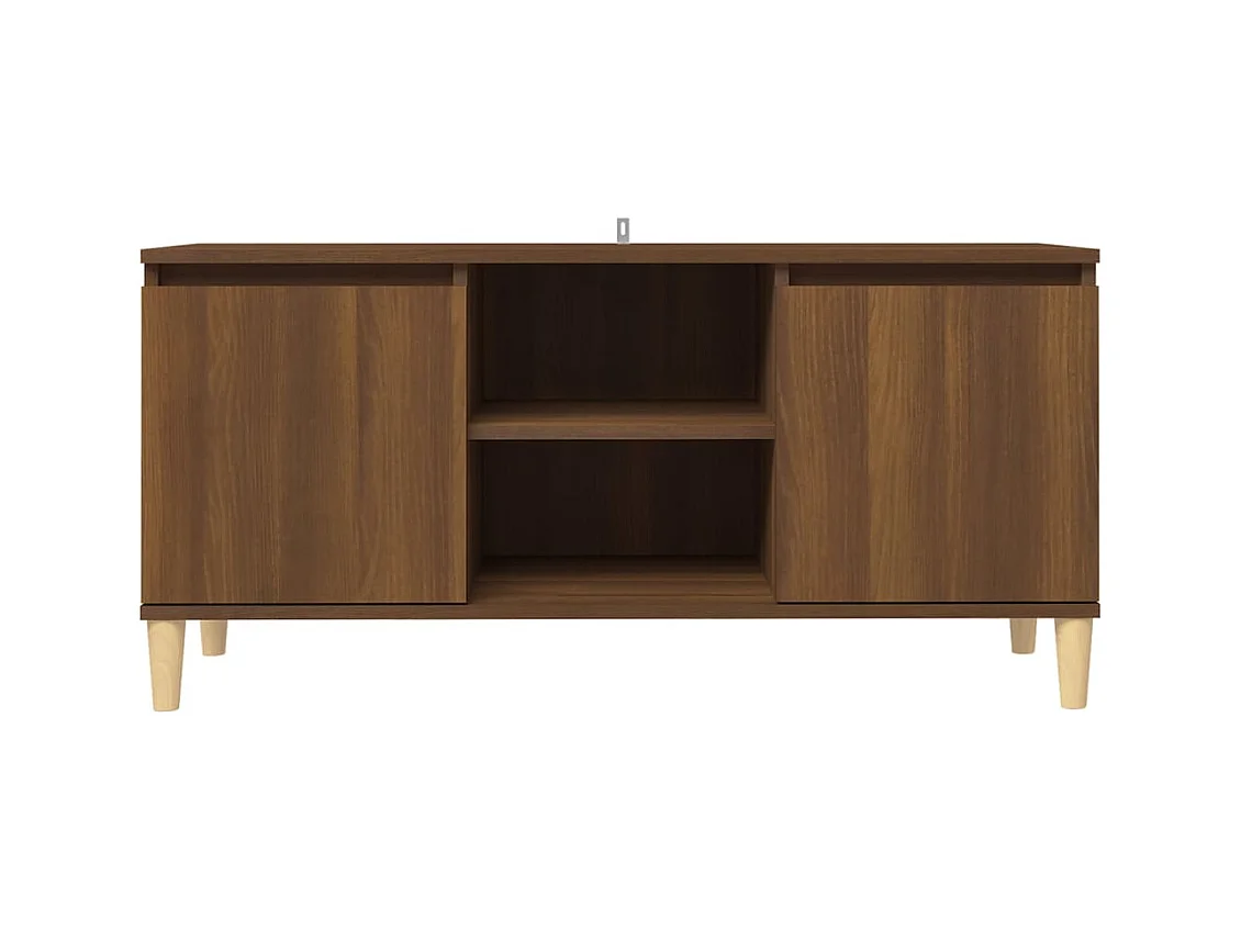 Meuble TV avec pieds en bois massif Chêne marron 103,5x35x50 cm