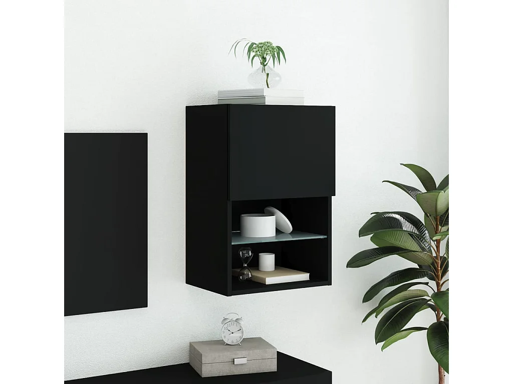 TV-Schrank mit LED-Leuchten schwarz 40,5x30x60 cm