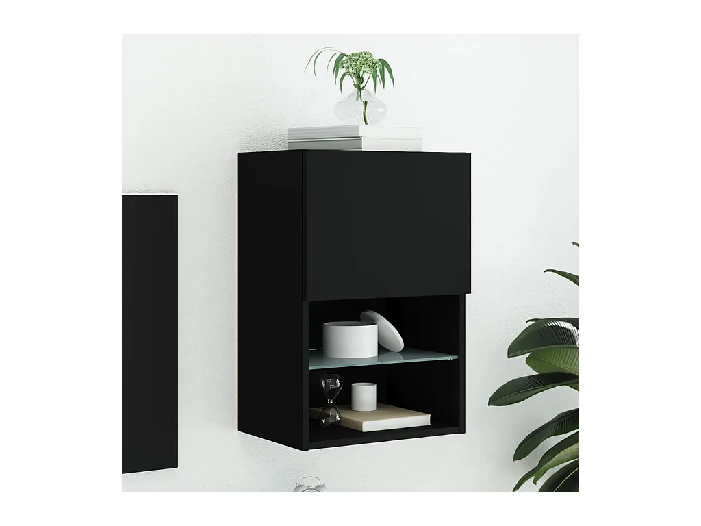 Meuble TV avec lumières LED noir 40,5x30x60 cm