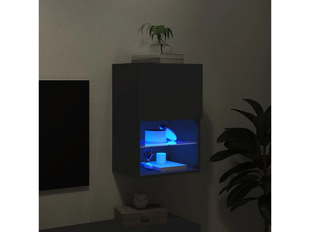 Meuble TV avec lumières LED noir 40,5x30x60 cm