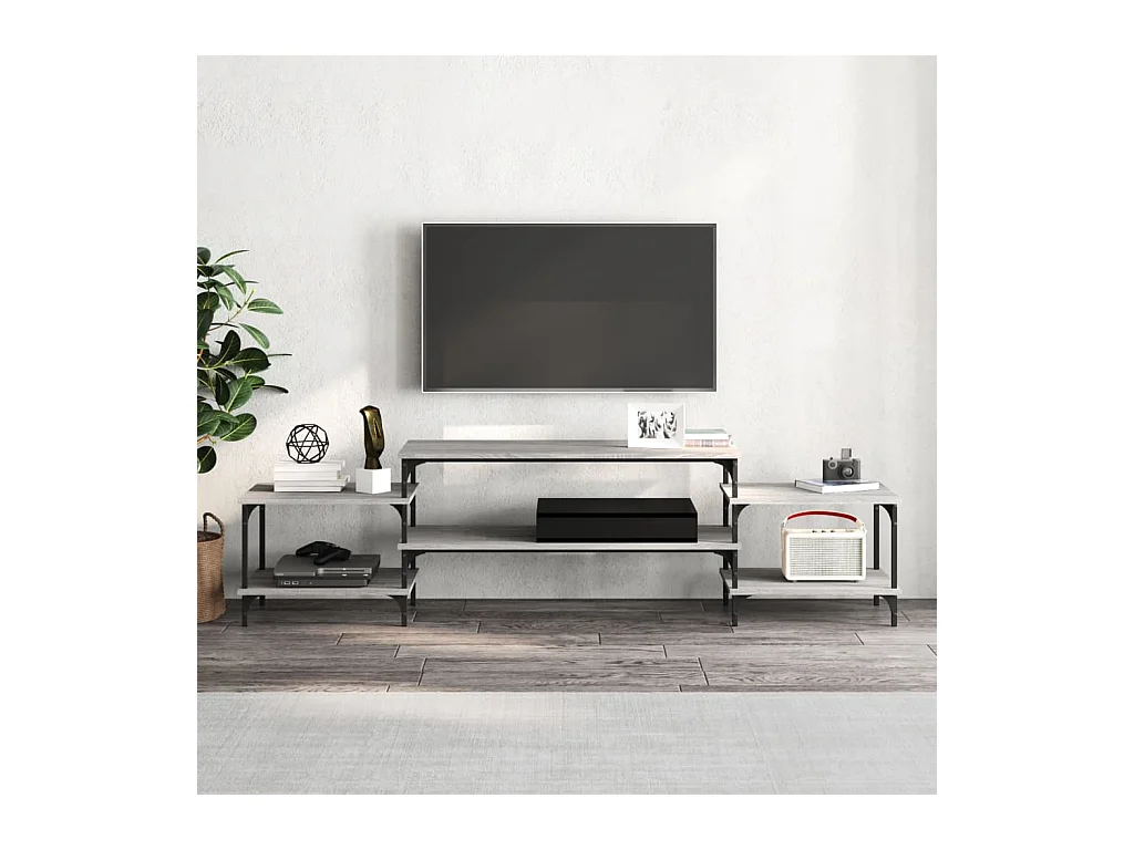 Mobile TV Sonoma Grey 197x35x52 cm in legno ingegnerizzato