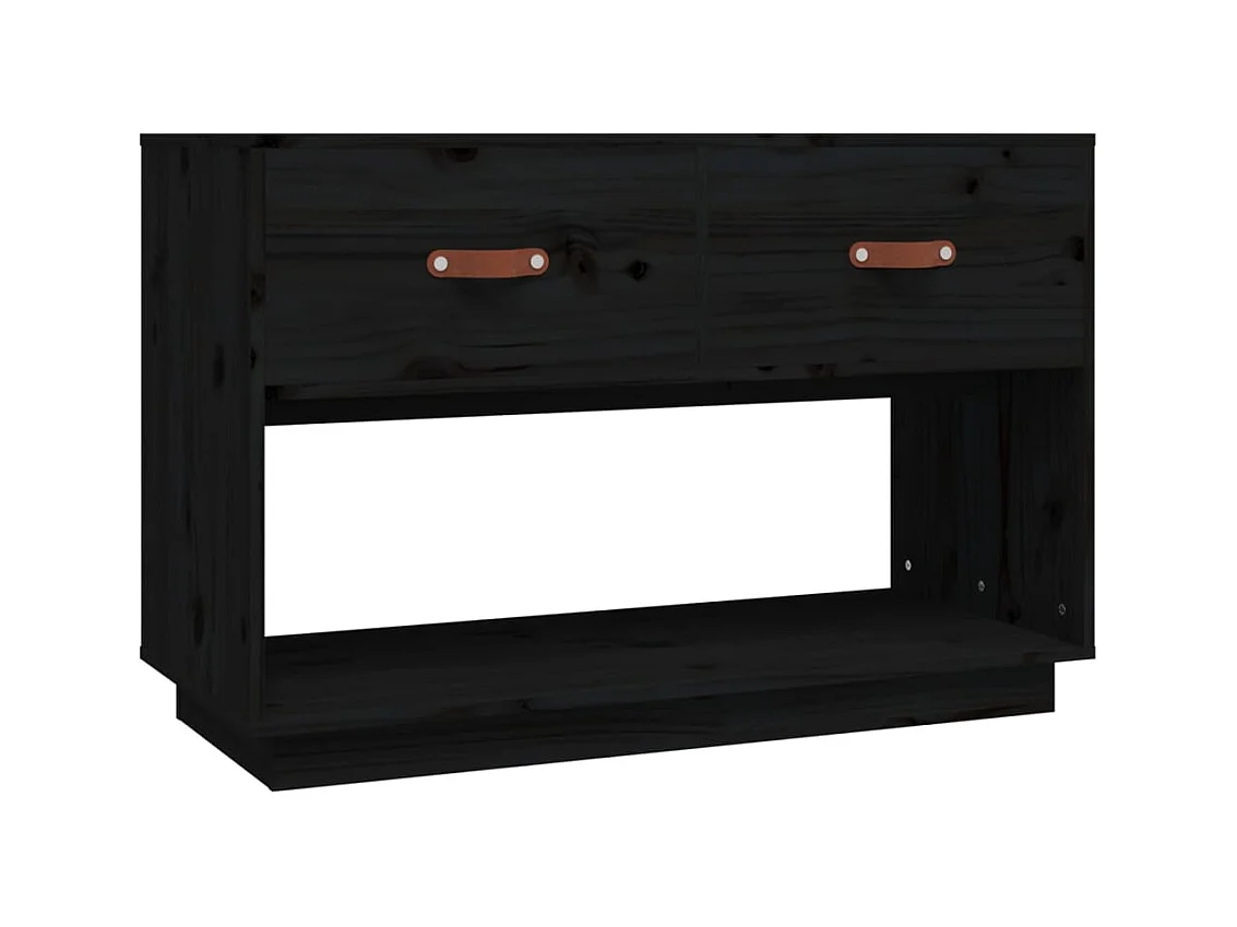 Meuble TV Noir 90x40x60 cm Bois de pin massif
