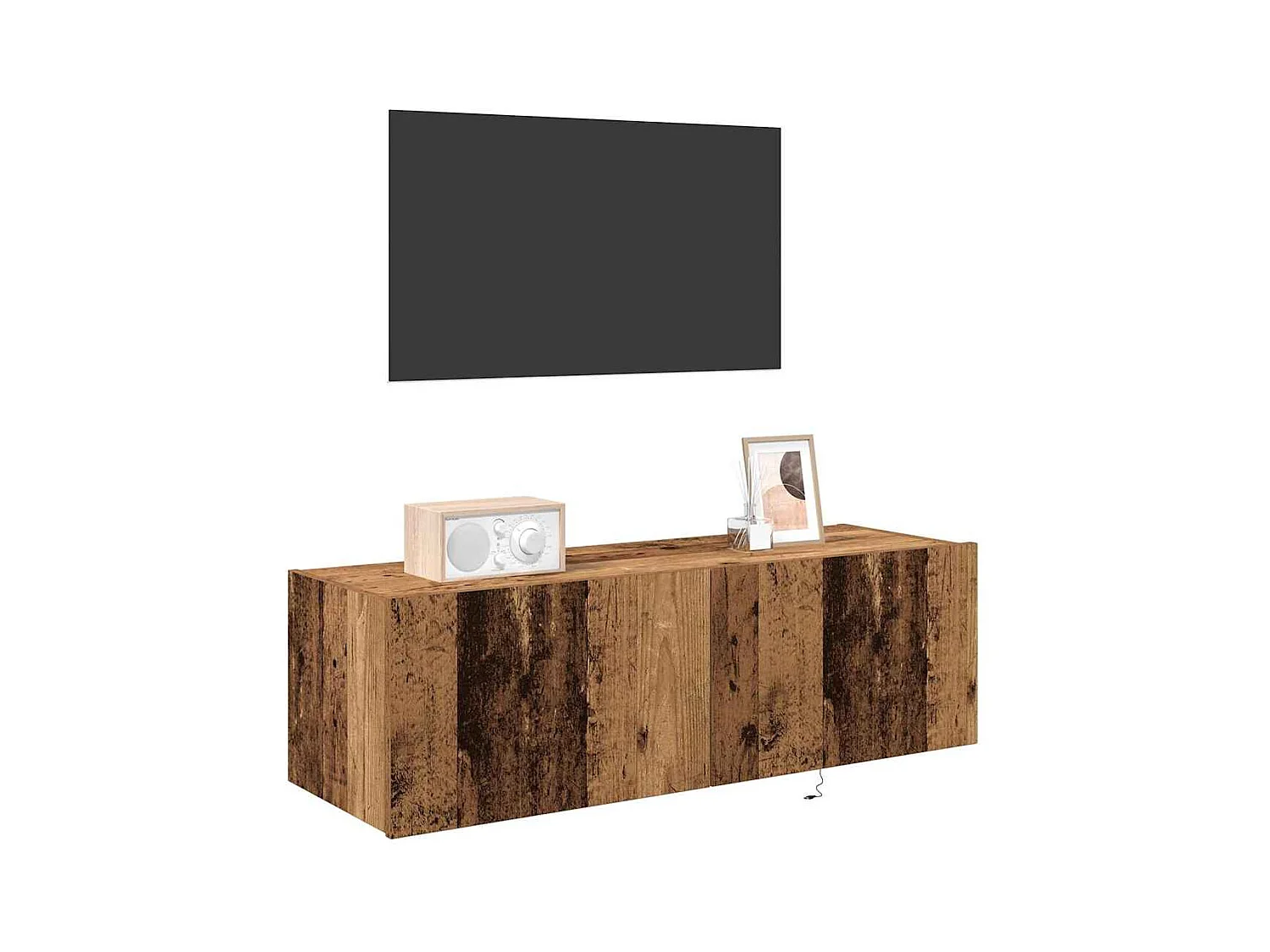 Meuble TV avec éclairage LED Bois ancien 100x35x31 cm