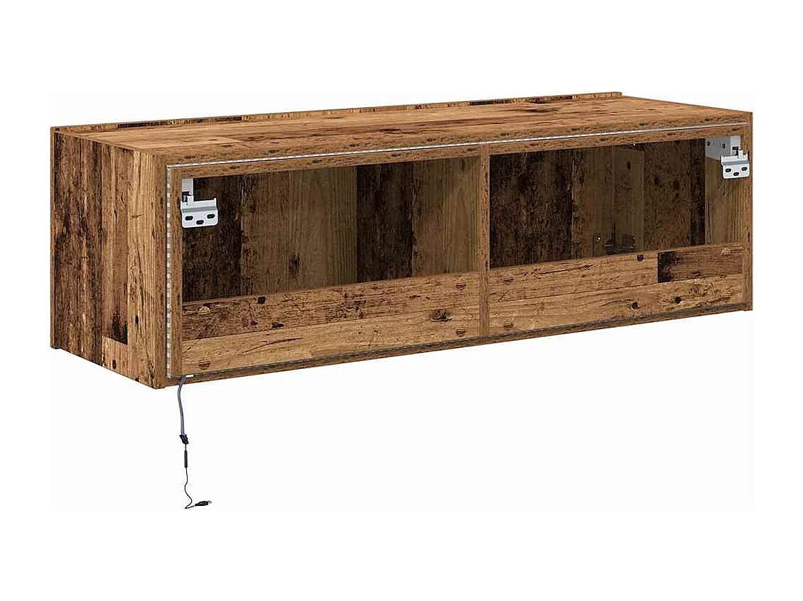 Meuble TV avec éclairage LED Bois ancien 100x35x31 cm