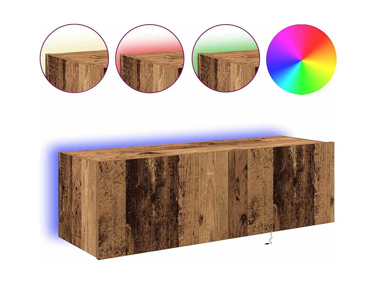 Mobile porta TV con illuminazione a LED Legno antico 100x35x31 cm