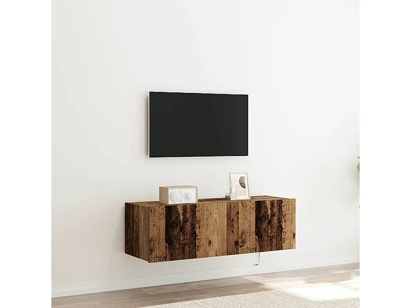 TV-Schrank mit LED-Beleuchtung Antikes Holz 100x35x31 cm