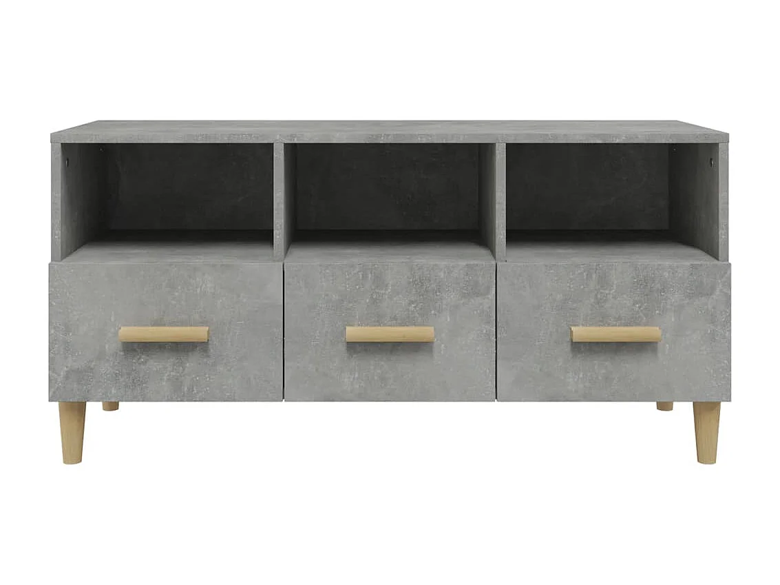Meuble TV gris béton 102x36x50 cm bois d'ingénierie