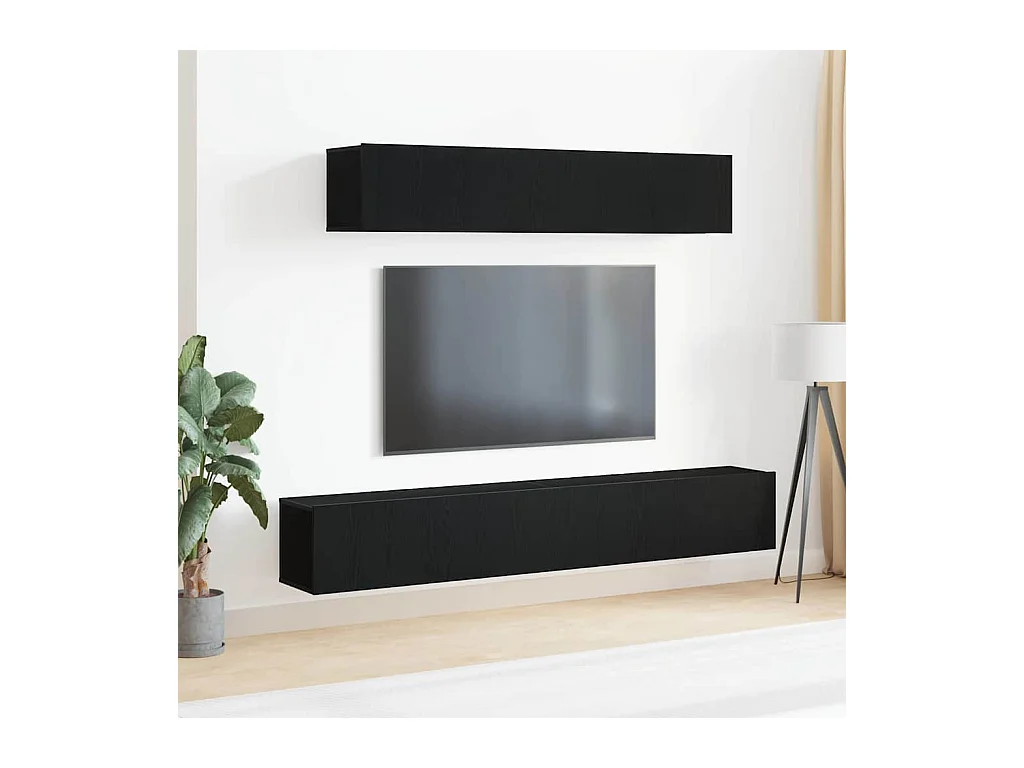 Ensemble de meubles TV 4 pièces en bois noir