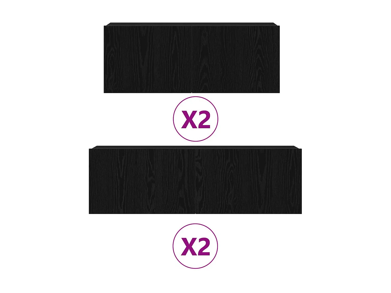 Ensemble de meubles TV 4 pièces en bois noir