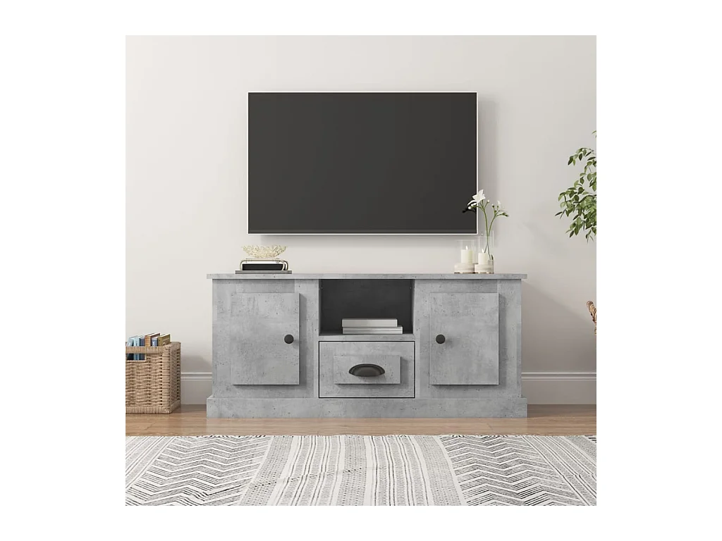 Meuble TV gris béton 100x35,5x45 cm bois d'ingénierie