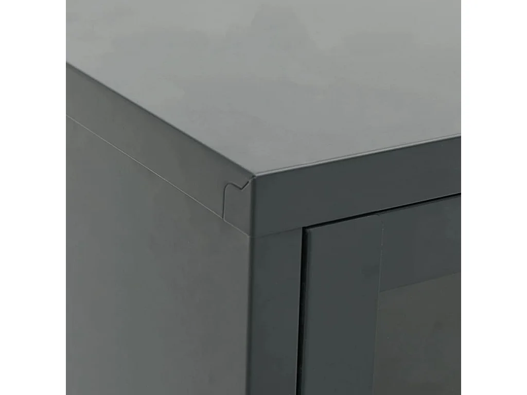 Meuble TV Anthracite 105x35x52 cm Acier et verre