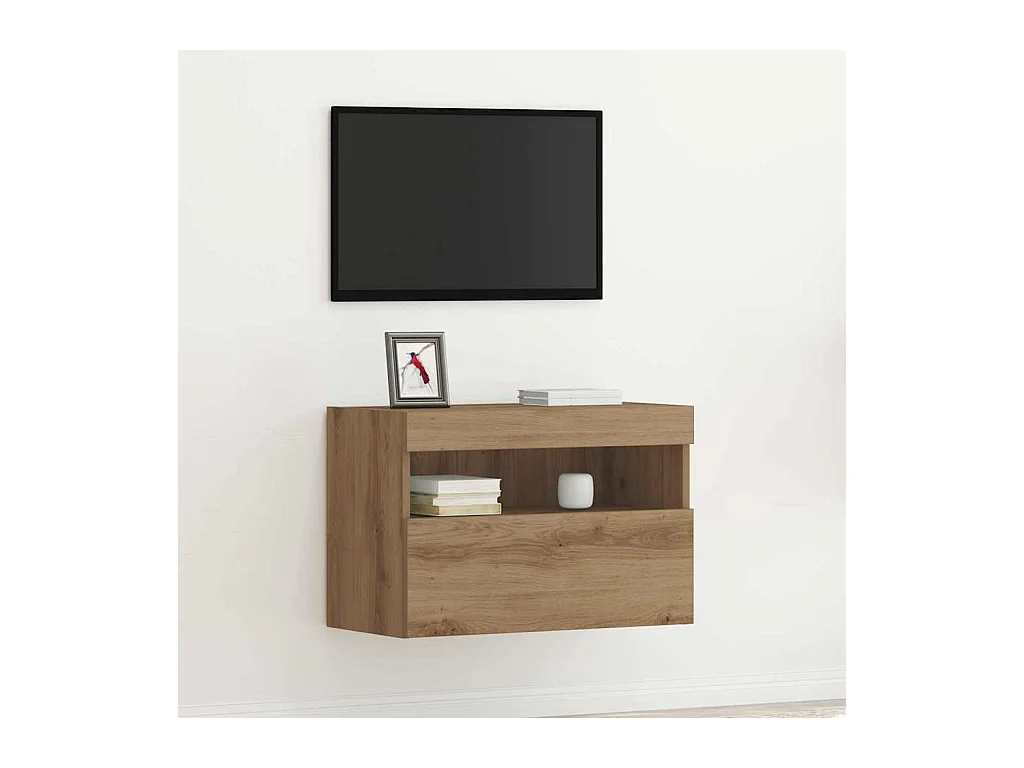 Meuble TV avec lumières LED Chêne Artisan 60x30x40 cm