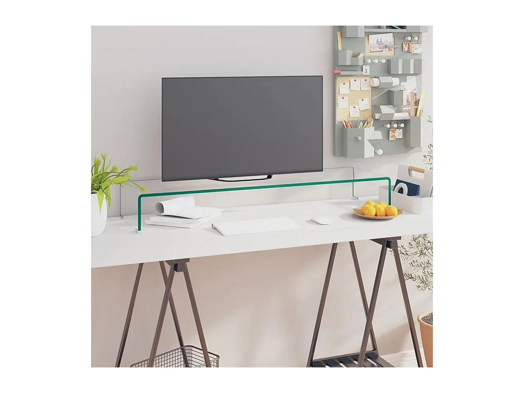 Meuble TV/pour moniteur 100x30x13 cm verre transparent