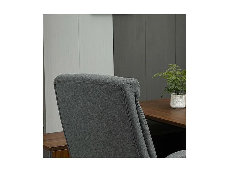 Chaise de bureau ergonomique avec appui-tête, accoudoirs rembourrés et fonction basculante, polyester, gris (65x78x110-118cm)