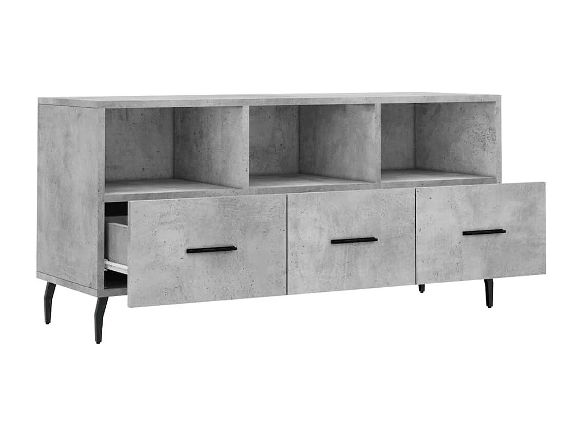 Meuble TV gris béton 102x36x50 cm bois d'ingénierie