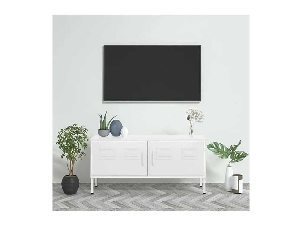 Weißer TV-Schrank 105x35x50 cm Stahl
