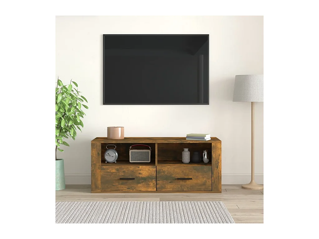 Mueble de TV de roble ahumado 100x35x40 cm Madera de ingeniería