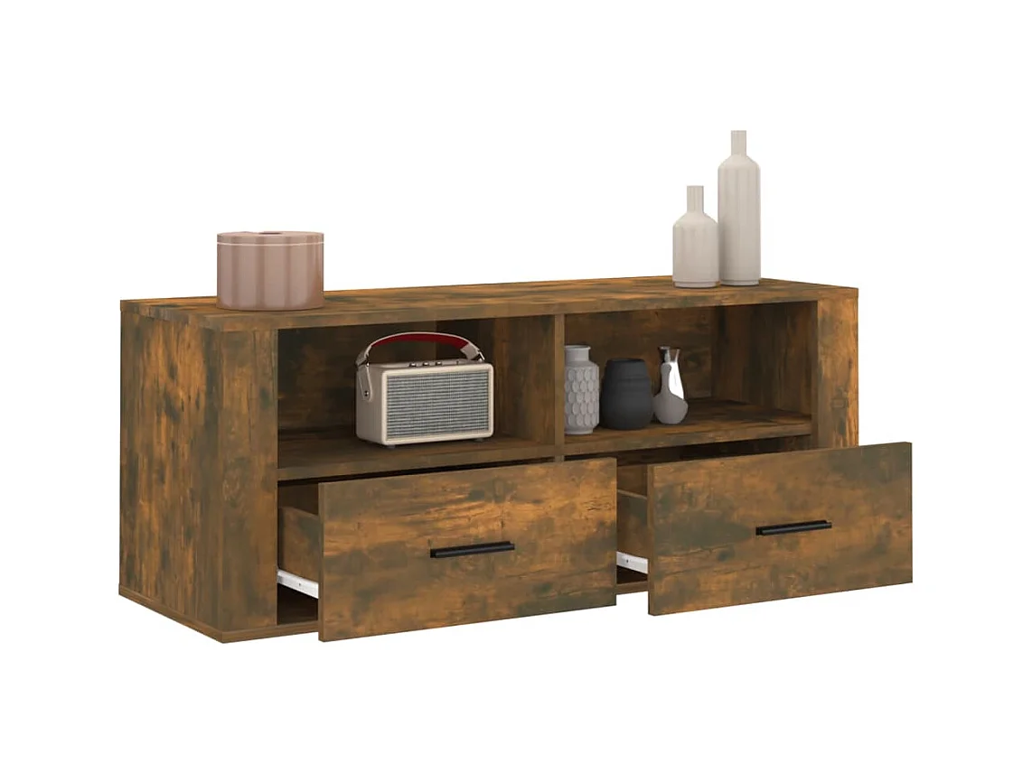 Mueble de TV de roble ahumado 100x35x40 cm Madera de ingeniería