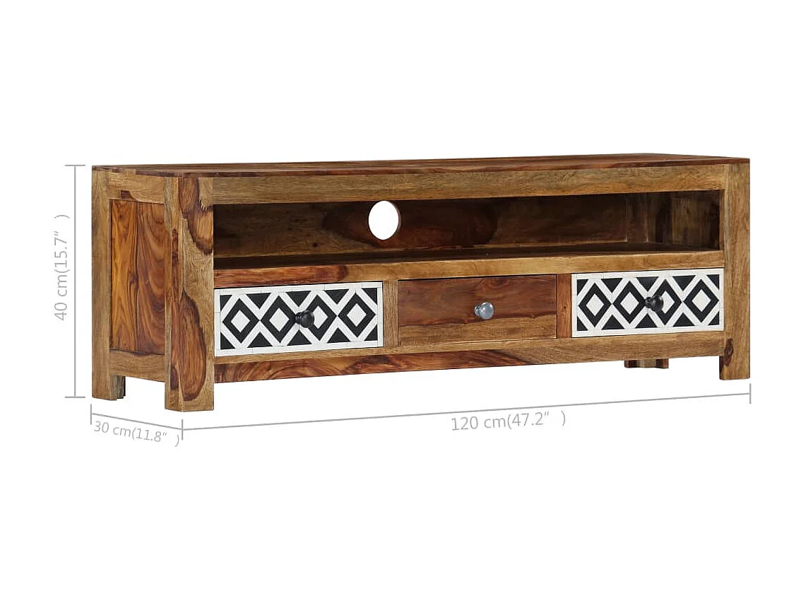 Meuble TV 120x30x40 cm Bois de Sesham solide