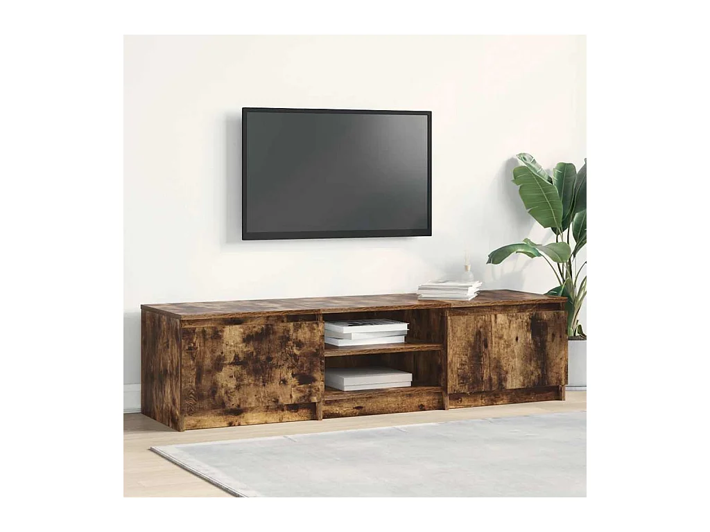 Gerookt eiken tv-meubel 140x40x35,5 cm bewerkt hout