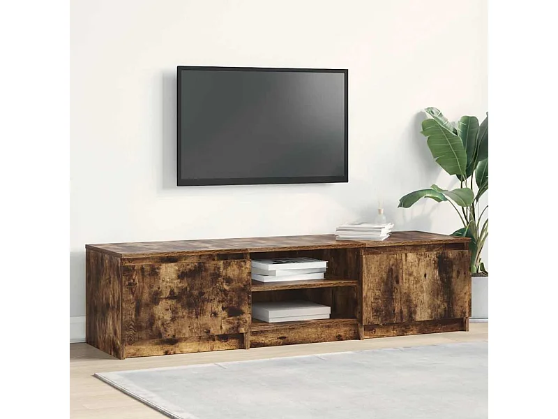 Mueble de TV de roble ahumado 140x40x35,5 cm Madera de ingeniería