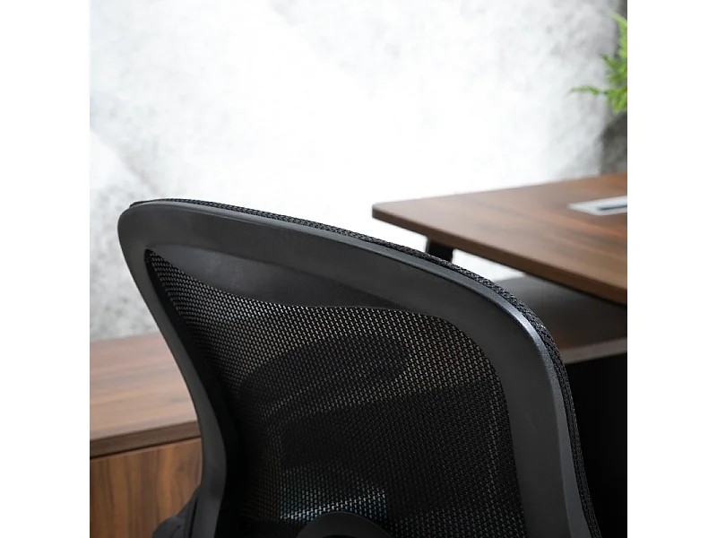 Fauteuil de bureau réglable avec repose-pieds, fonction debout, siège pivotant, acier et plastique, noir (64x60x106-126cm)