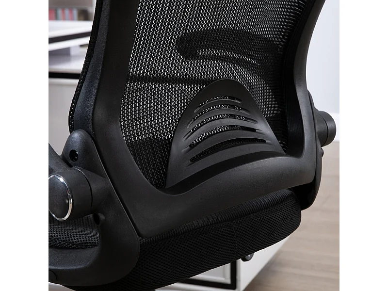 Fauteuil de bureau réglable avec repose-pieds, fonction debout, siège pivotant, acier et plastique, noir (64x60x106-126cm)