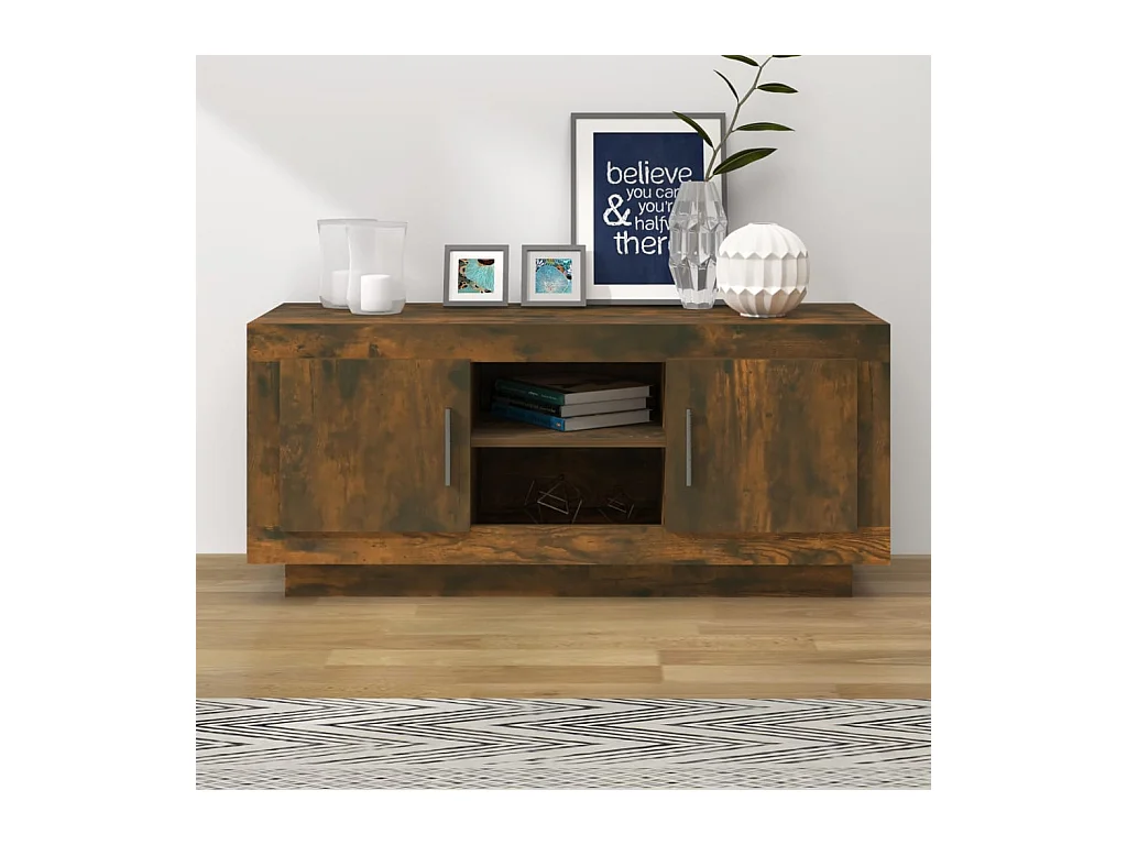 Meuble TV chêne fumé 102x35x45 cm bois d'ingénierie