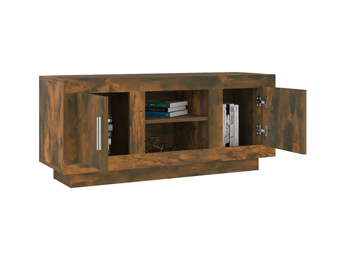 Meuble TV chêne fumé 102x35x45 cm bois d'ingénierie
