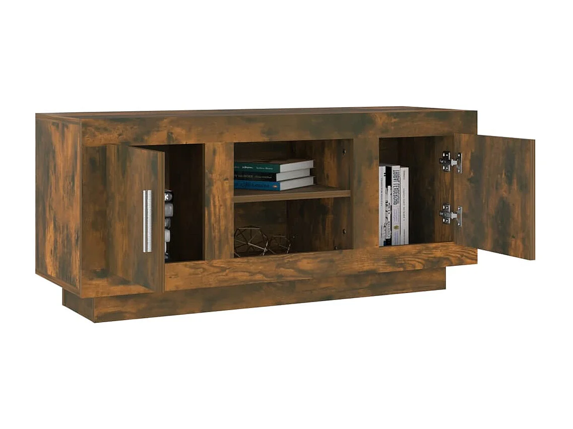 Meuble TV chêne fumé 102x35x45 cm bois d'ingénierie