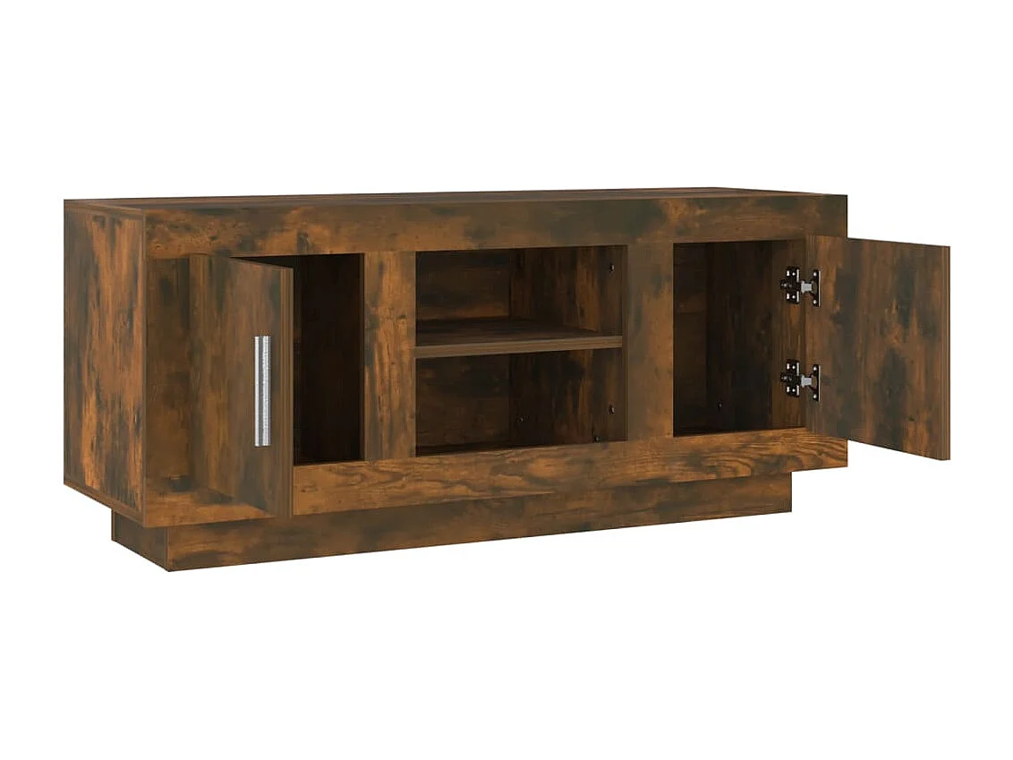 Meuble TV chêne fumé 102x35x45 cm bois d'ingénierie