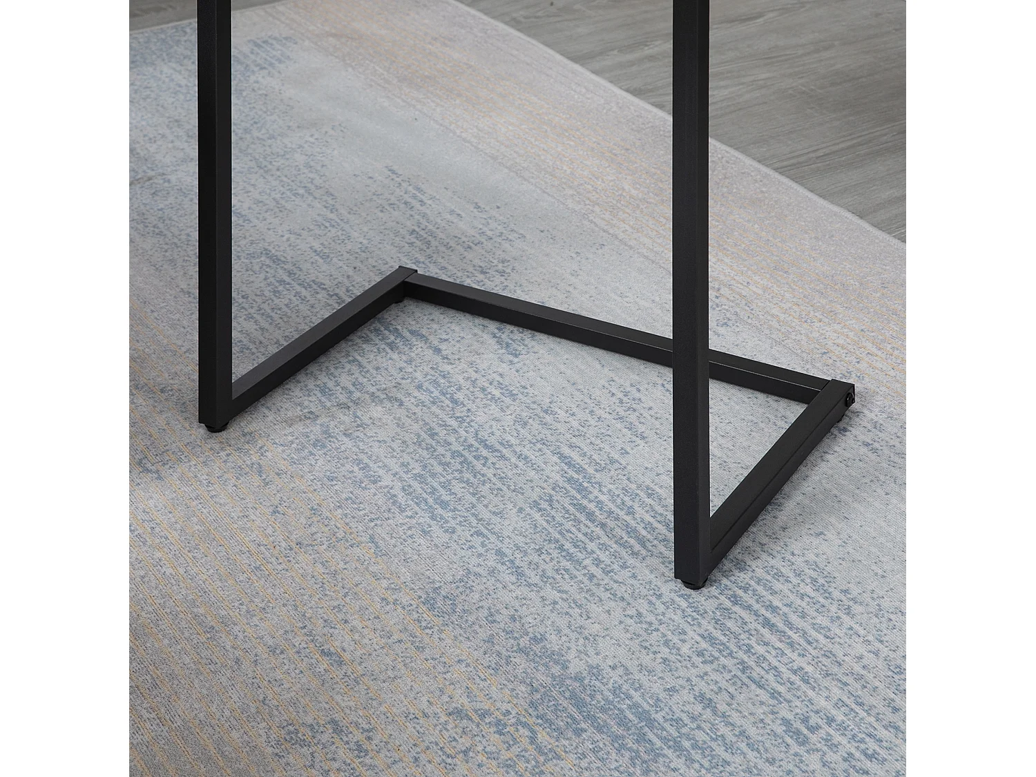 Stapelbare C-vormige salontafel, industrieel design, hout en staal, rustiek bruin (45x30x60 cm)