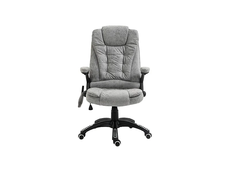 Fauteuil de bureau massant et chauffant, ergonomique, réglable en hauteur, 6 points de massage, polyester, gris (68x72x110-120 cm)