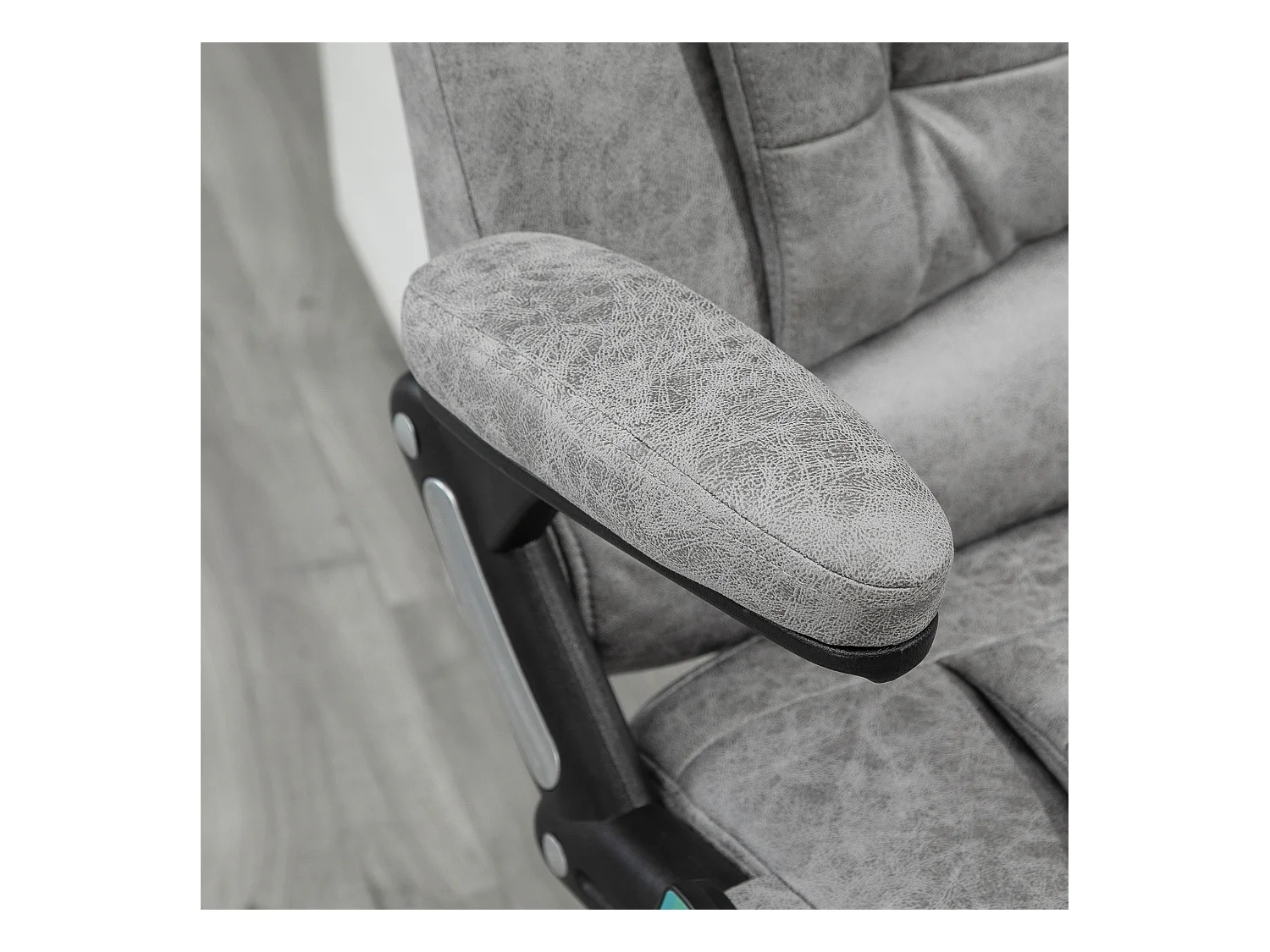 Fauteuil de bureau massant et chauffant, ergonomique, réglable en hauteur, 6 points de massage, polyester, gris (68x72x110-120 cm)