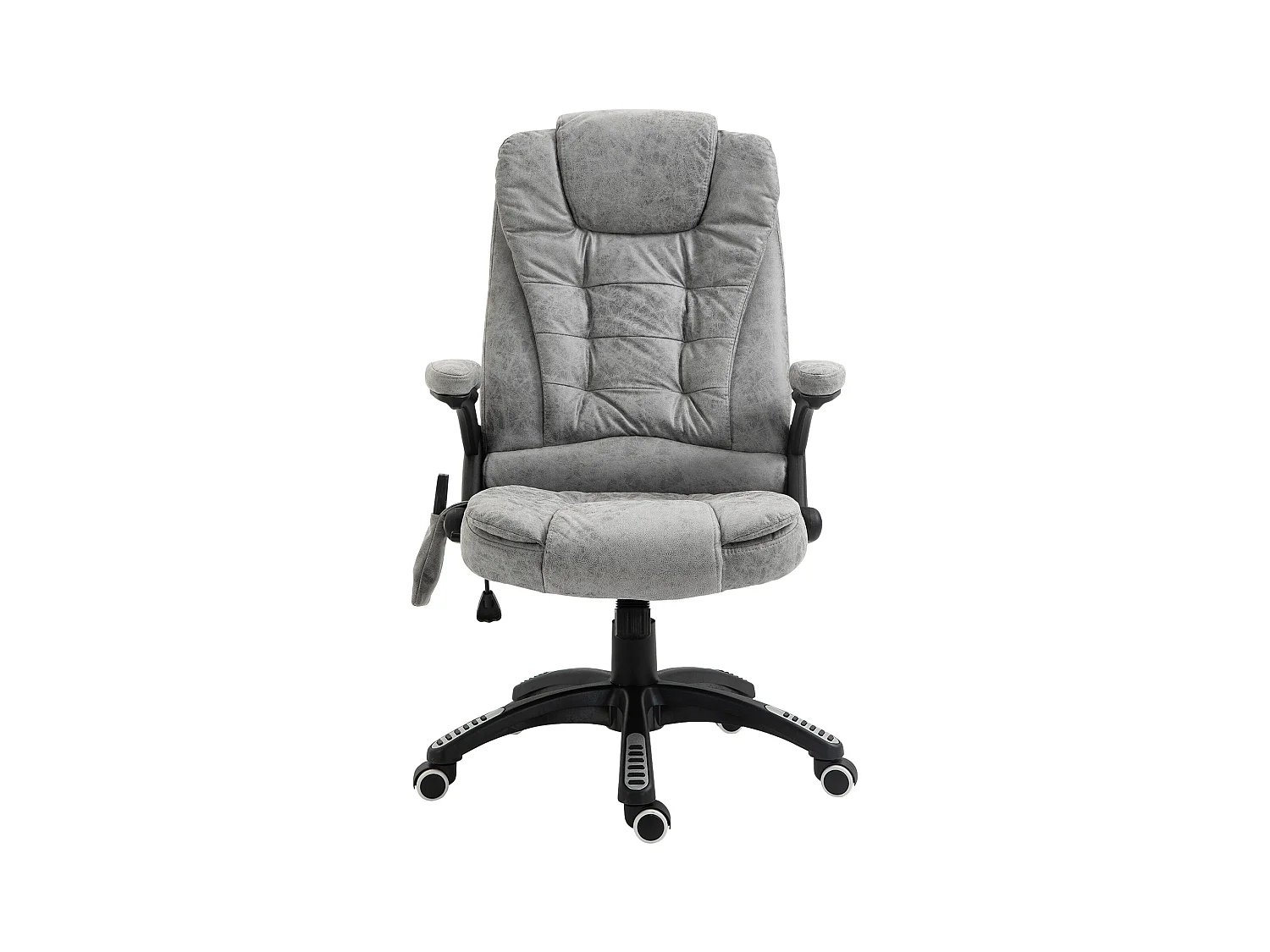 Ergonomische, in hoogte verstelbare, massage- en verwarmde bureaustoel met 6 massagepunten, polyester, grijs (68x72x110-120 cm)