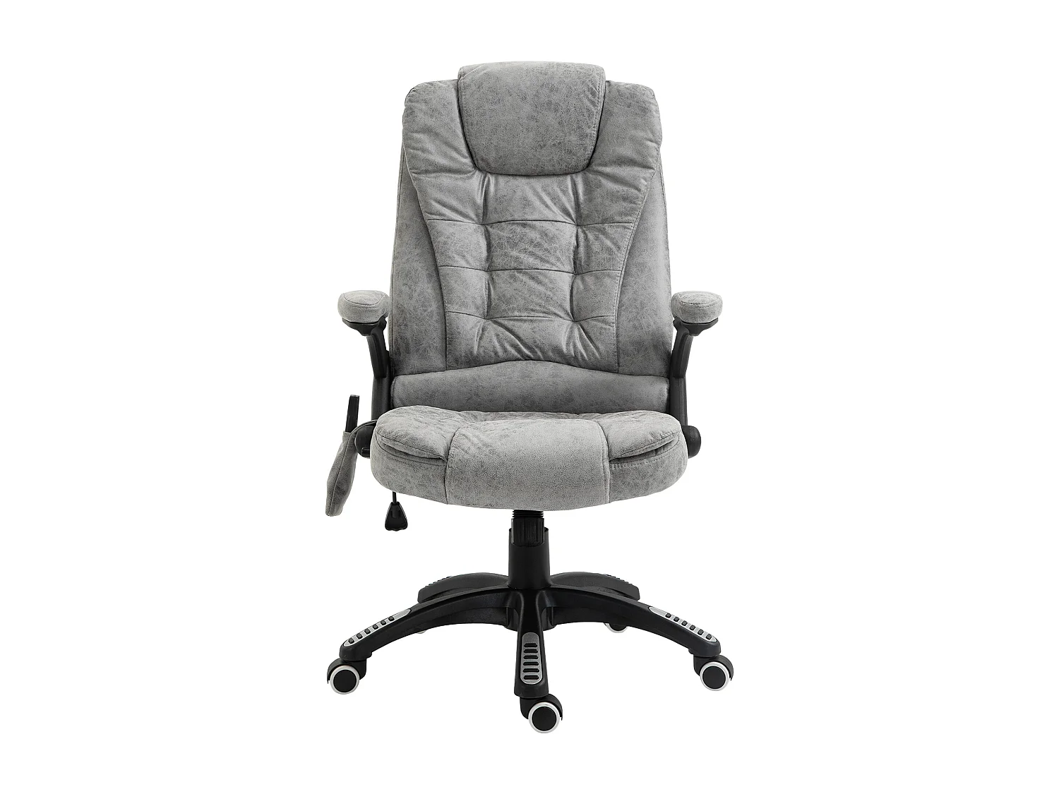 Fauteuil de bureau massant et chauffant, ergonomique, réglable en hauteur, 6 points de massage, polyester, gris (68x72x110-120 cm)
