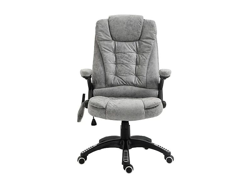 Fauteuil de bureau massant et chauffant, ergonomique, réglable en hauteur, 6 points de massage, polyester, gris (68x72x110-120 cm)