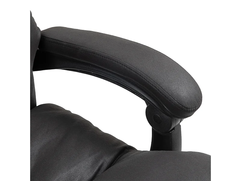 Fauteuil de bureau ergonomique avec fonction massage, chauffage et repose-pieds, polyester, noir (72x65x117 cm)
