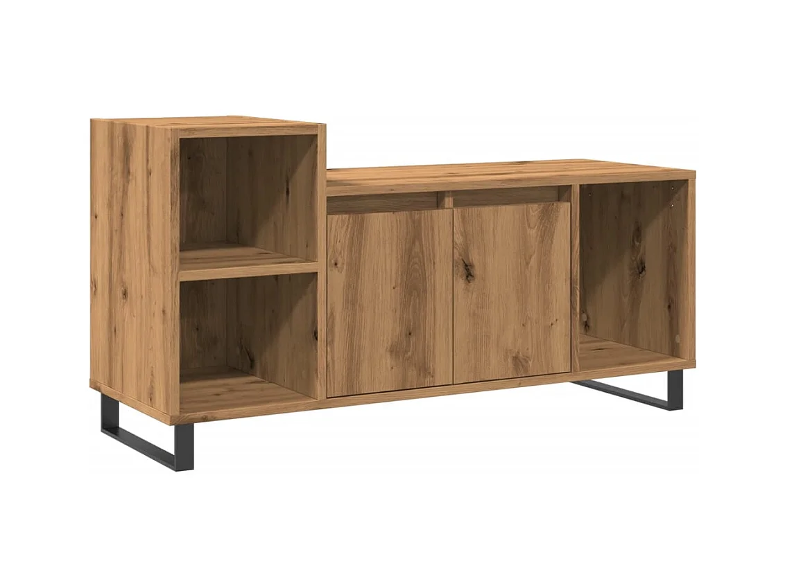 Meuble TV chêne artisanal 100x35x55 cm bois d'ingénierie