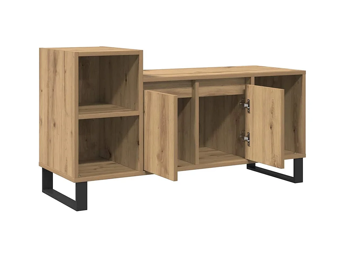 Meuble TV chêne artisanal 100x35x55 cm bois d'ingénierie