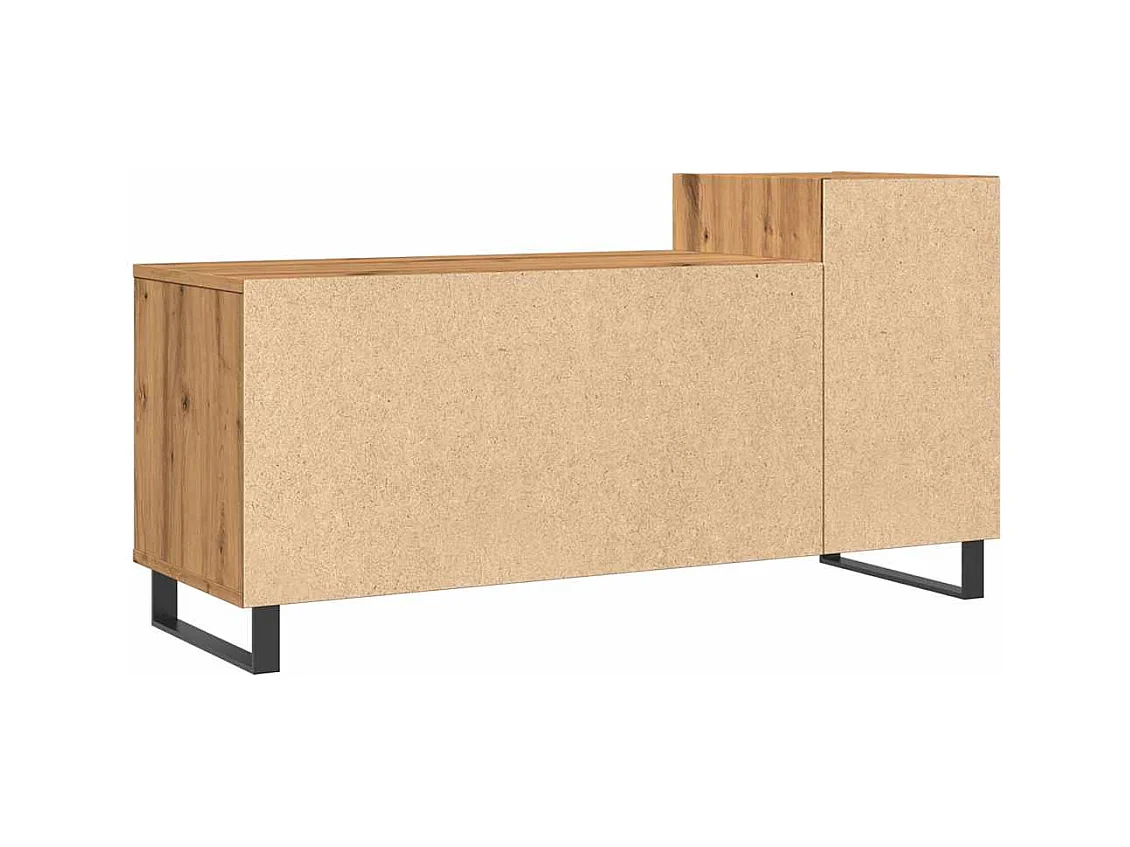 Meuble TV chêne artisanal 100x35x55 cm bois d'ingénierie